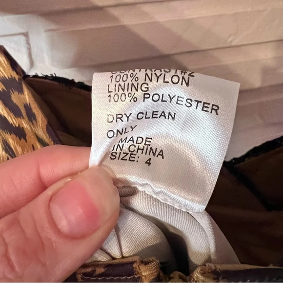 Tadashi Shoji Collection Brown Animal Print Cap Sleeve Mini Dress,Women’s Size 4 - Picture 12 of 12